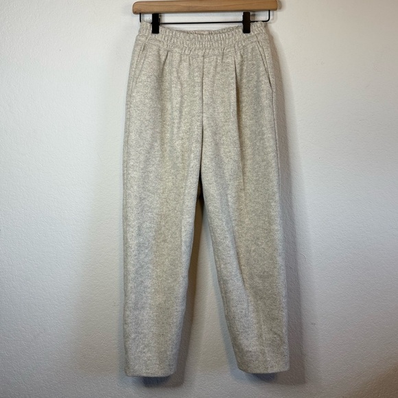 Urban Gray Light Tan Pull On Stretch Waist Pleated Wool Blend Trousers Pants - Picture 1 of 9